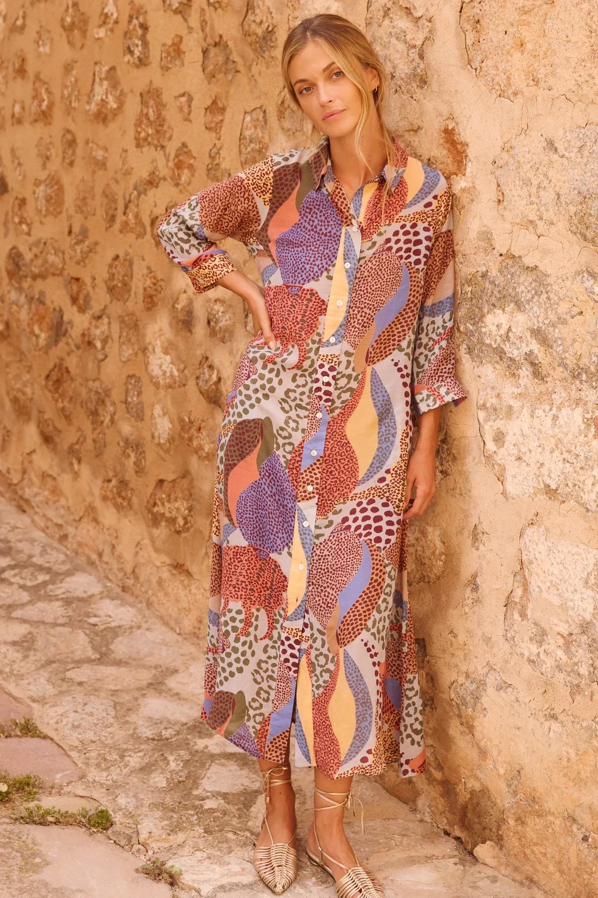 Oliphant Shirt Dress Midi-Nautilus Coral
