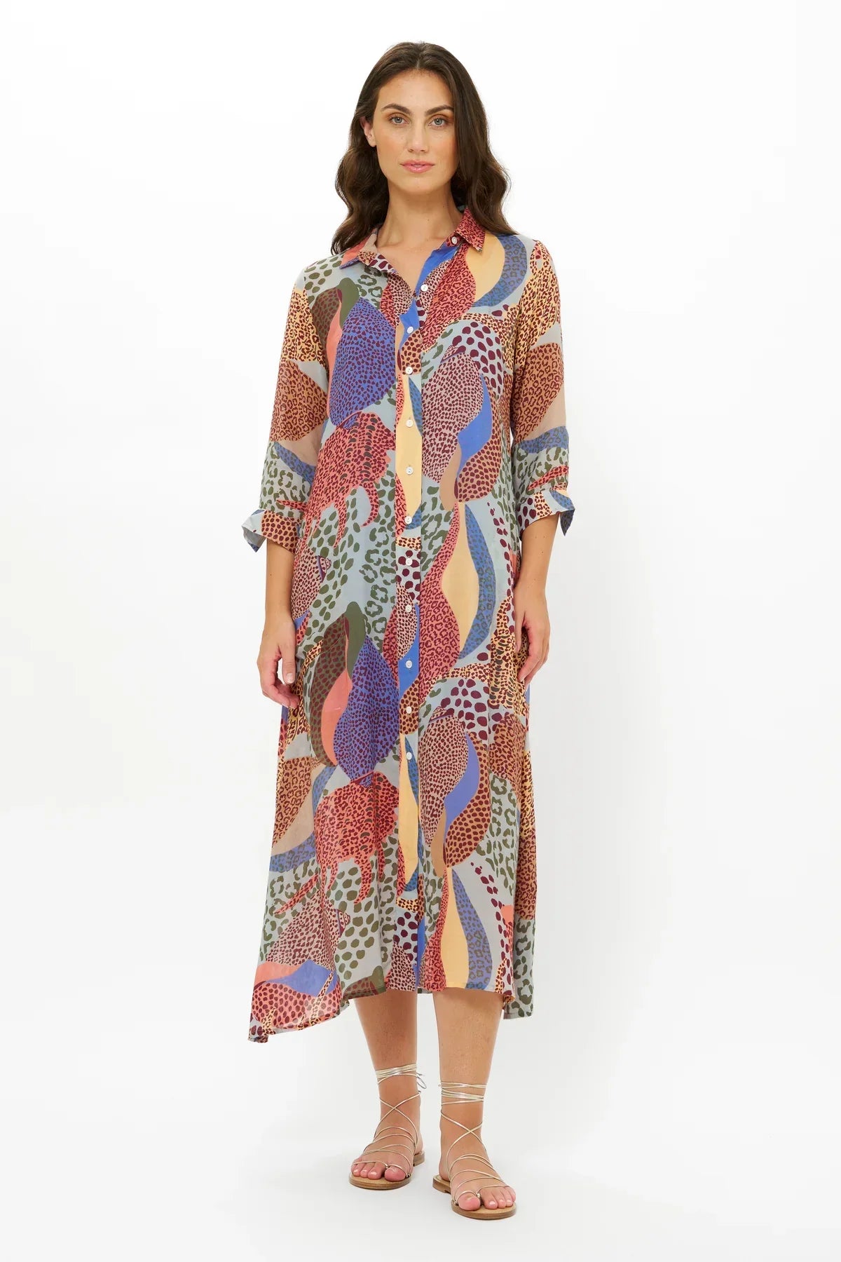 Oliphant Shirt Dress Midi-Nautilus Coral