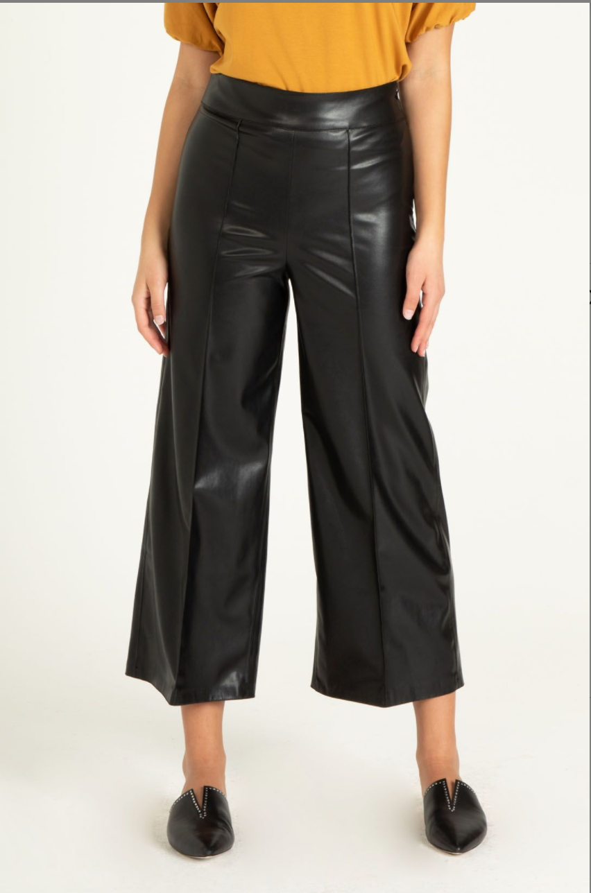 Sparkle Wide Leg Leather Pants