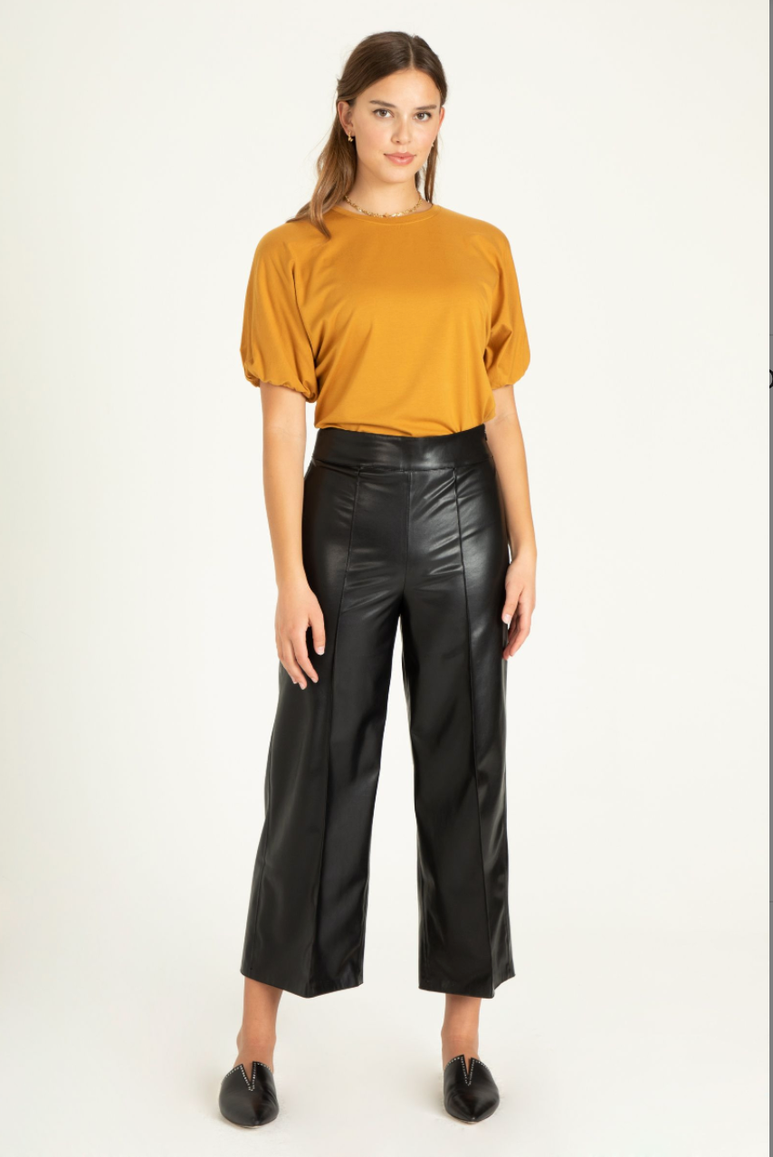 Sparkle Wide Leg Leather Pants