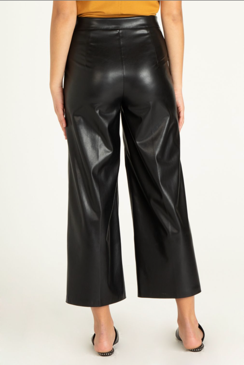 Sparkle Wide Leg Leather Pants