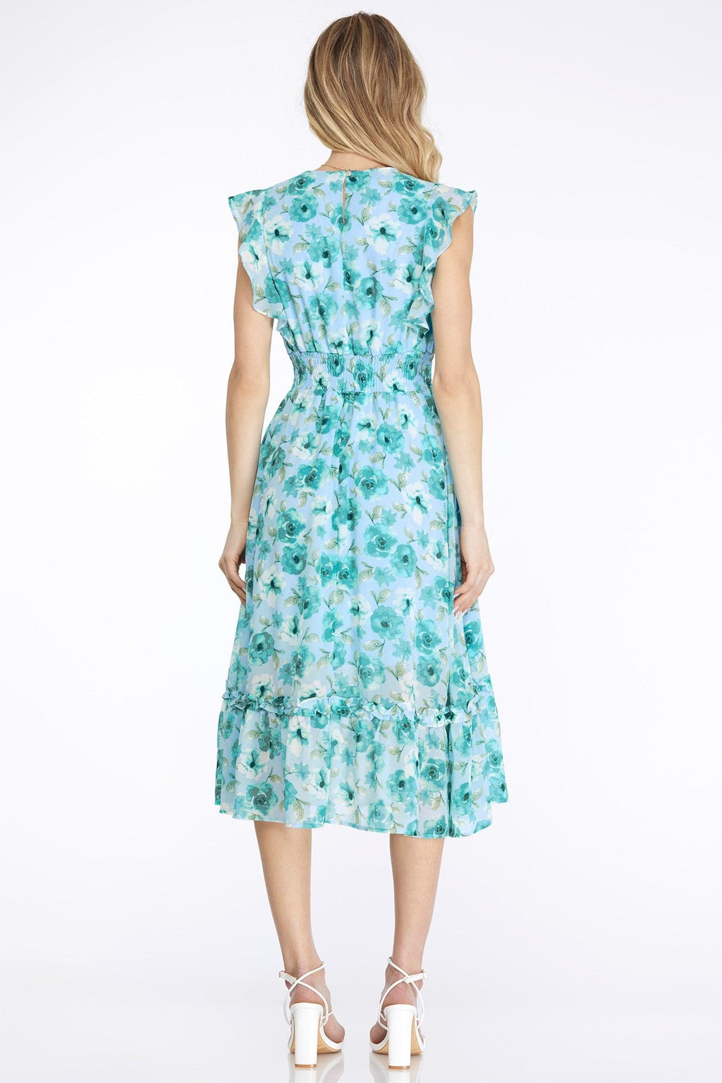 Ruffled Floral Print Woven Mini Dress