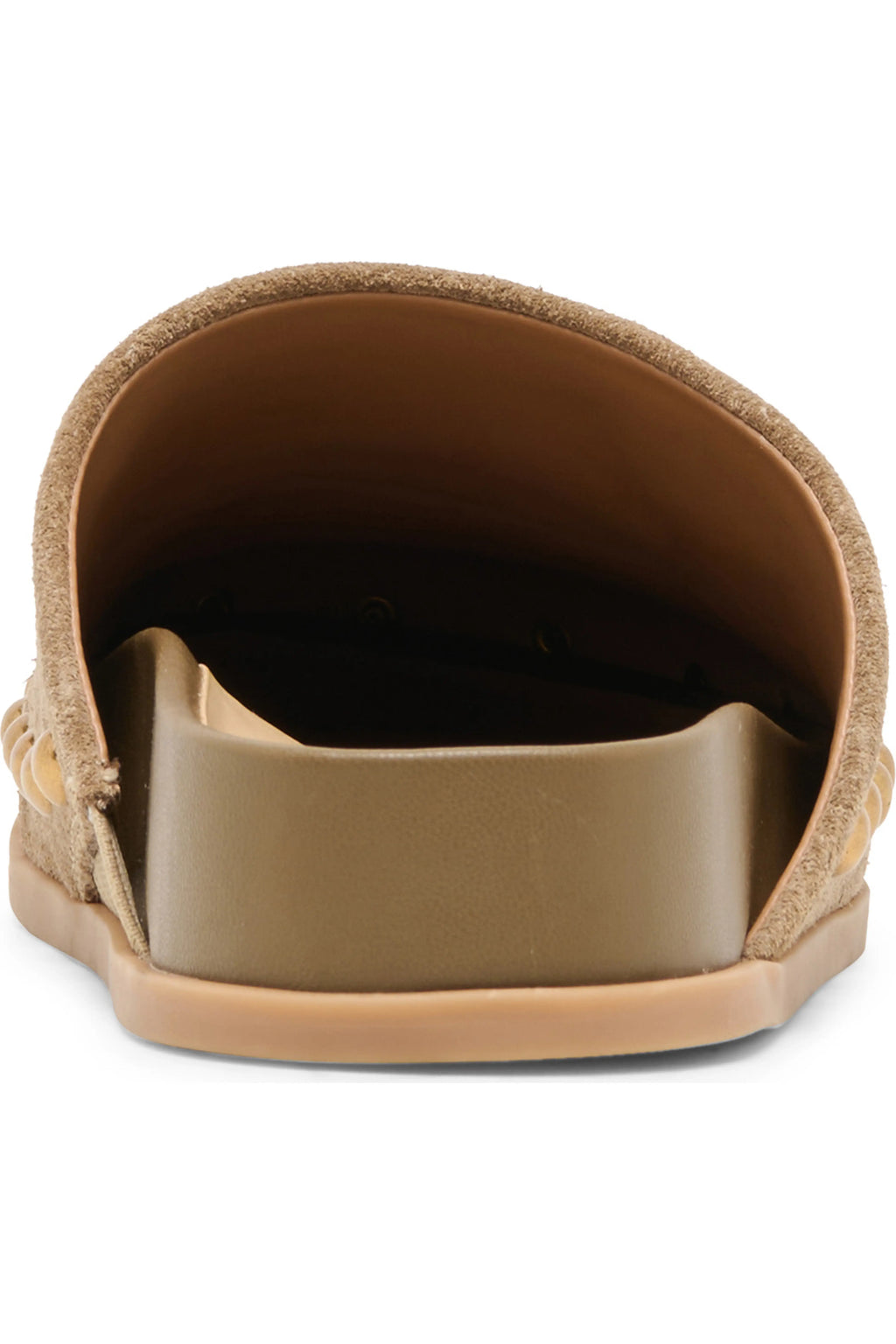 Joney Stud Flat Mule- Taupe Suede