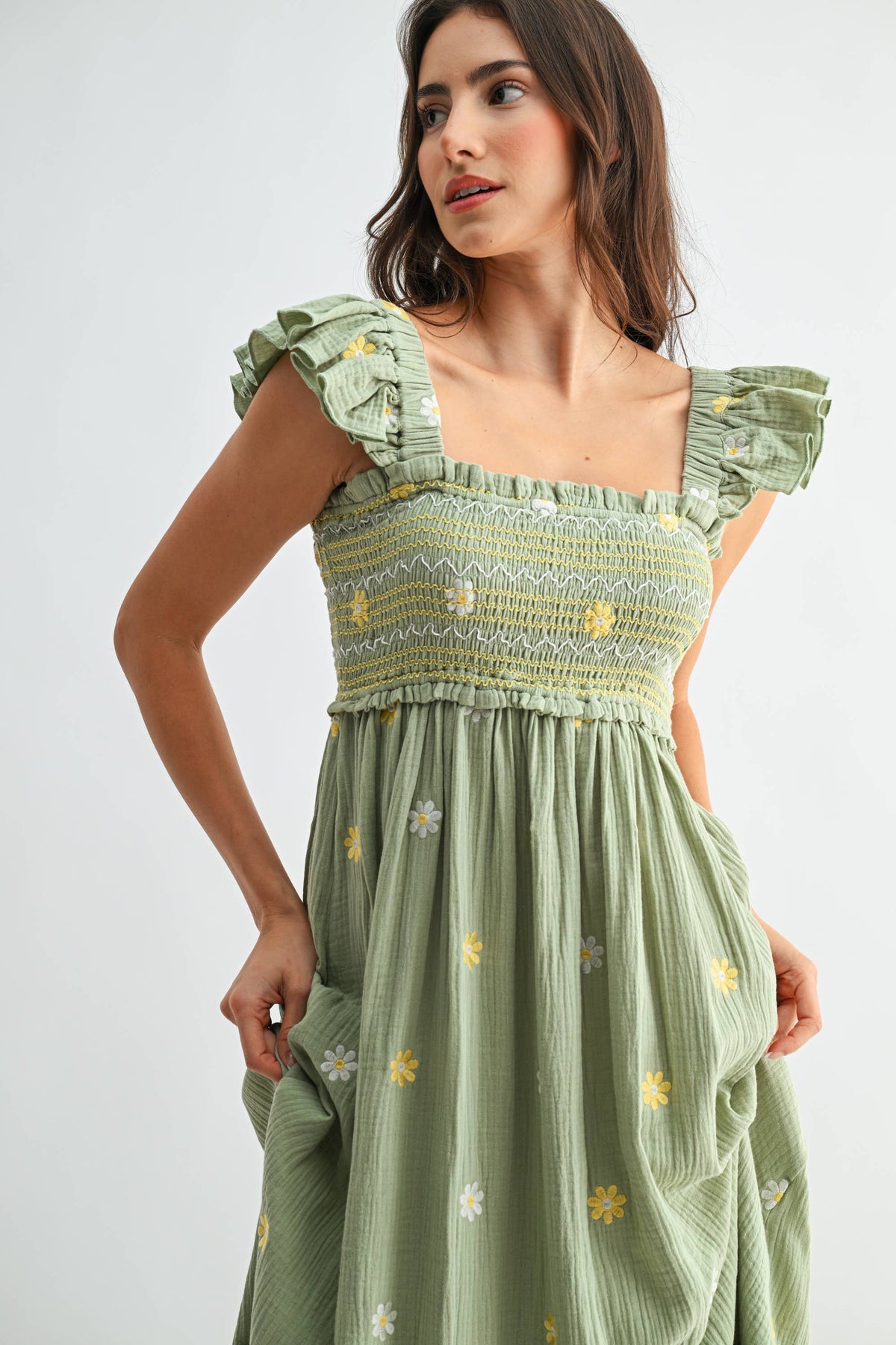 THE MARIBEL EMBROIDERED MIDI DRESS *FS
