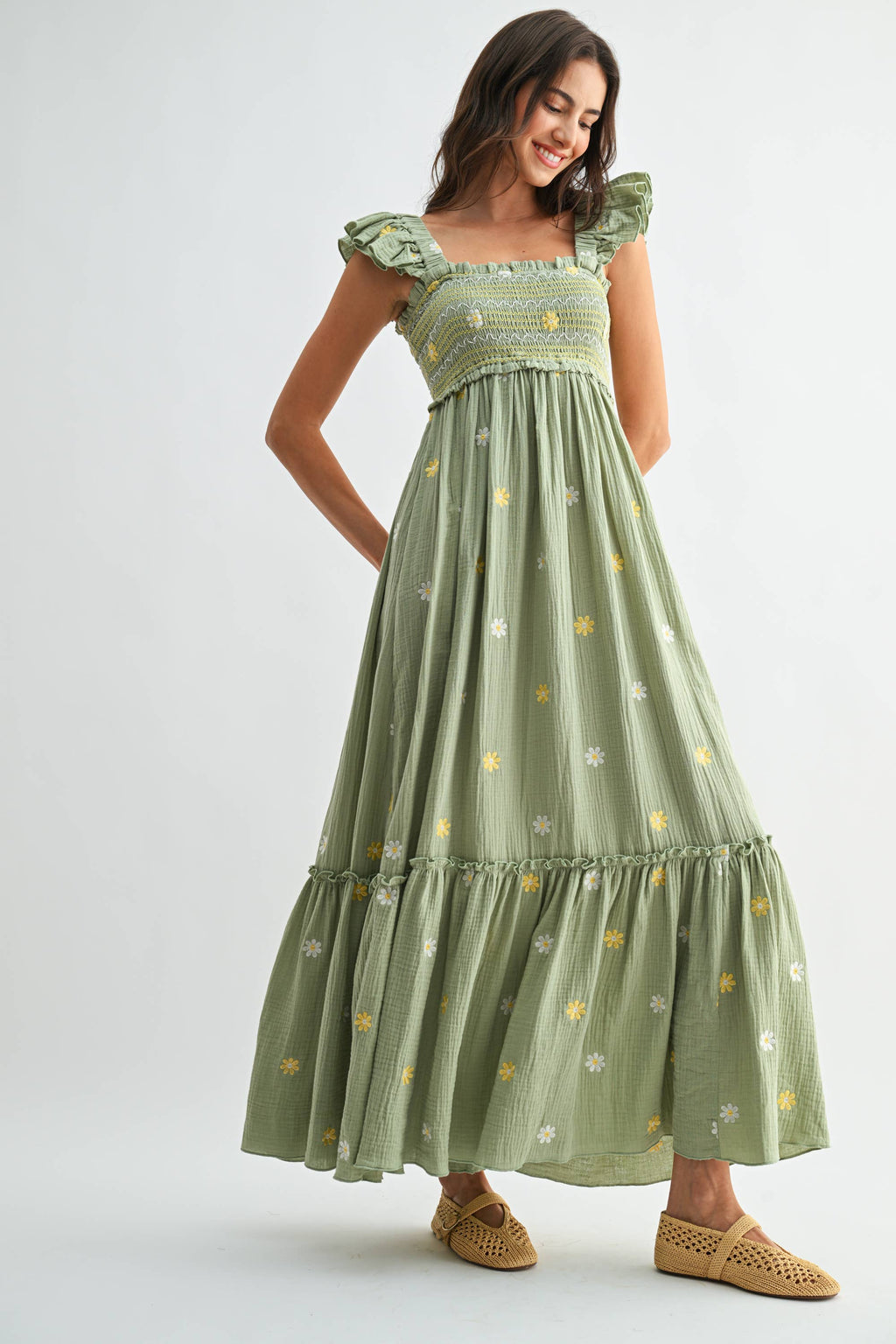 THE MARIBEL EMBROIDERED MIDI DRESS *FS