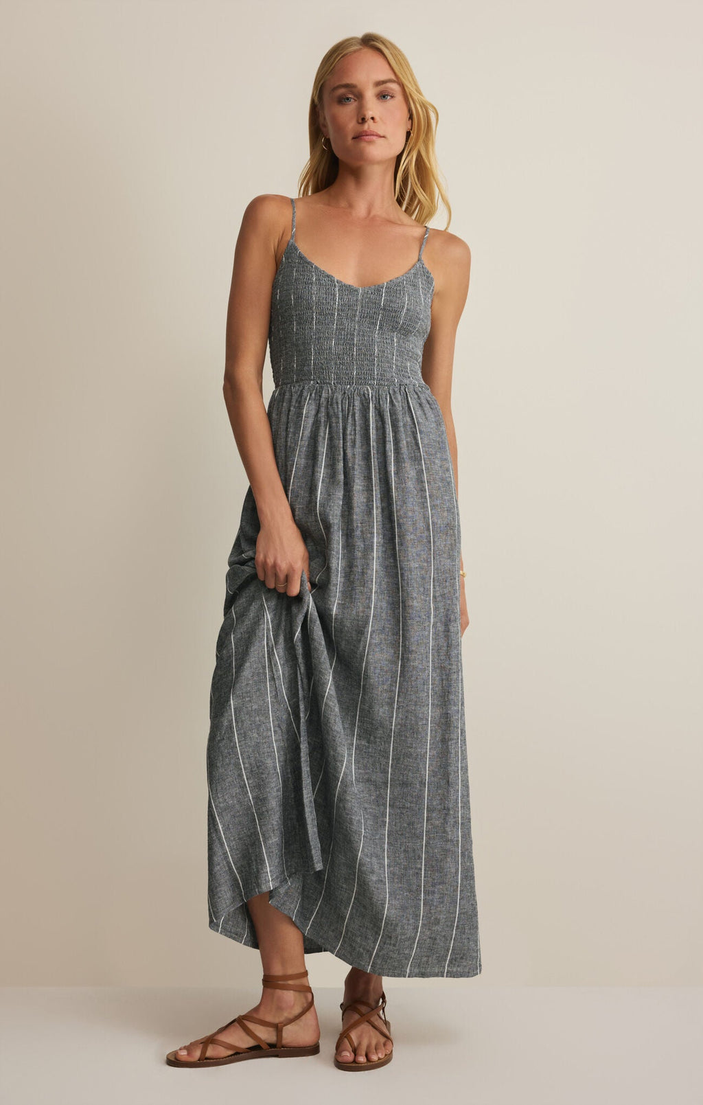 ROMY STRIPED LINEN MAXI DRESS *FS
