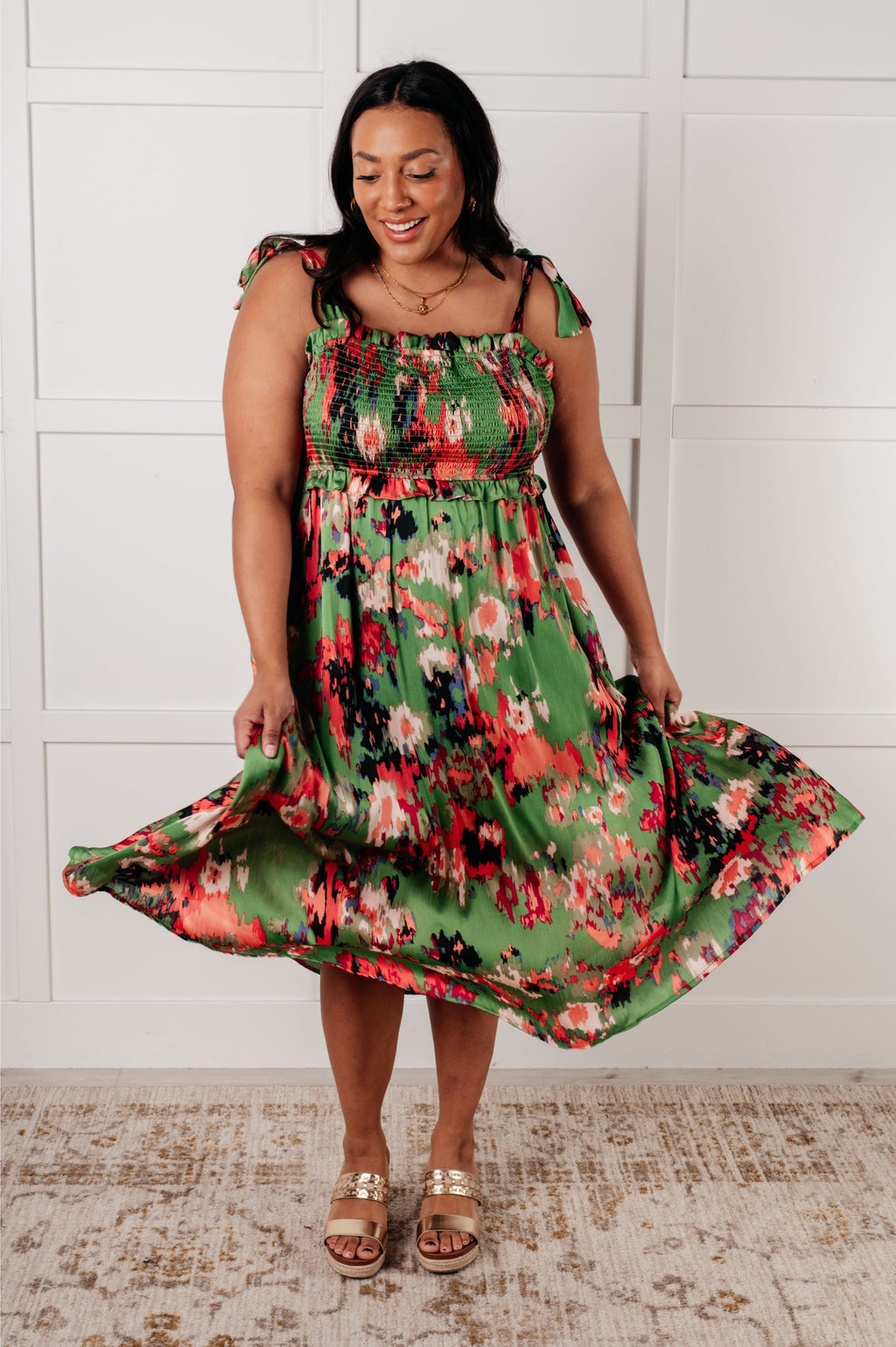 A Little While Longer Dress in Green (Online Exclusive)