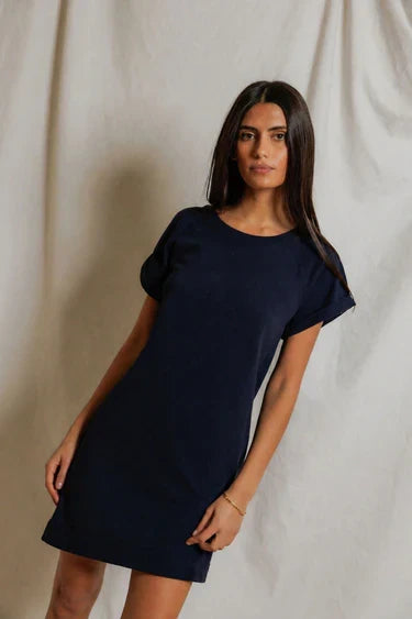 Perfect White Tee Laurie Short Sleeve Dress - Navy