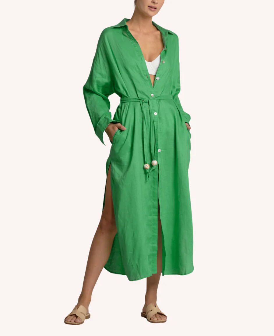 Elan Maxi Shirt Dress Green