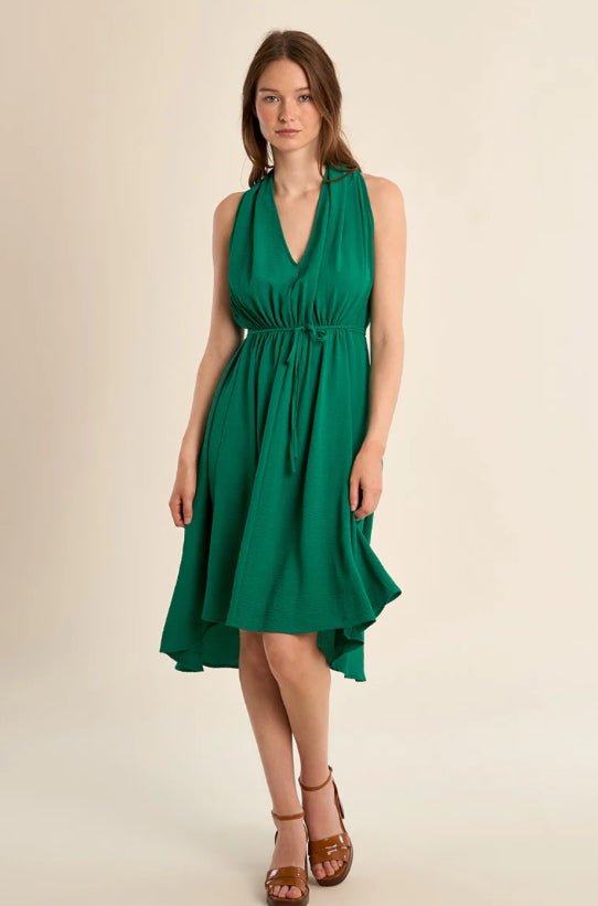 Molly Bracken Sleeveless Asymmetrical Dress Green