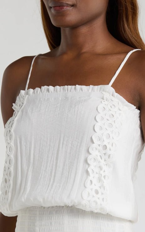 Elan Smocked Mini Dress White