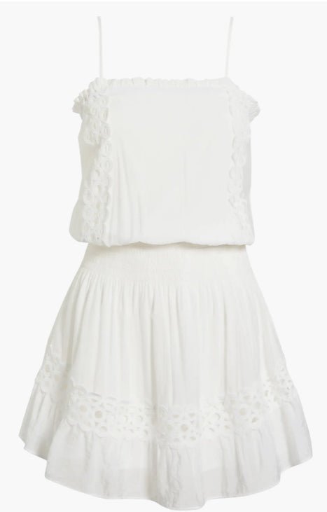 Elan Smocked Mini Dress White
