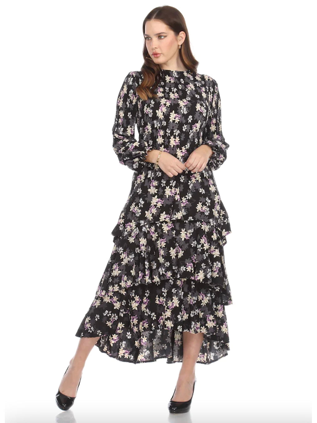 Veeca Long Sleeve Multi-Layer Dress