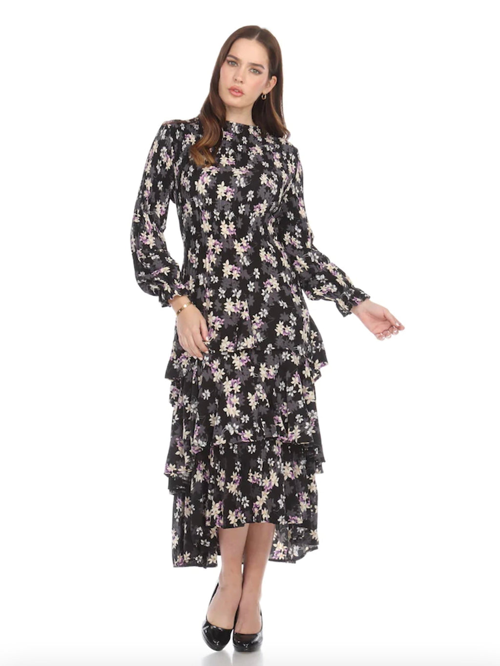 Veeca Long Sleeve Multi-Layer Dress