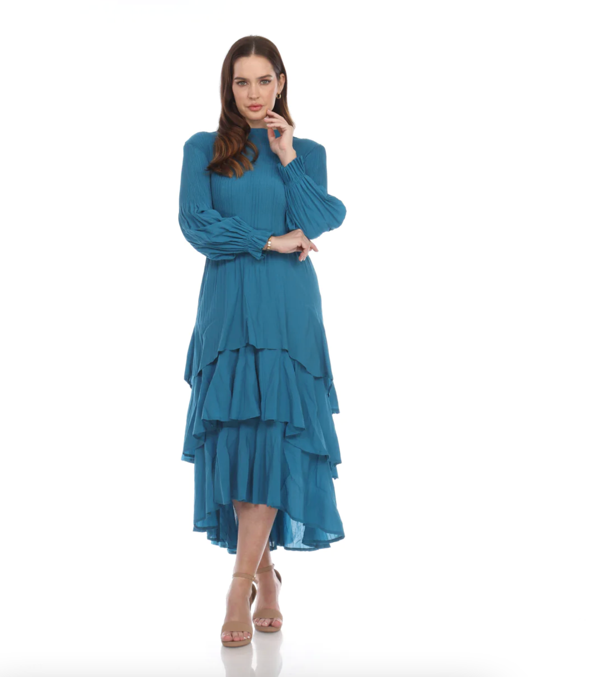 Veeca Long Sleeve Multi-Layer Dress