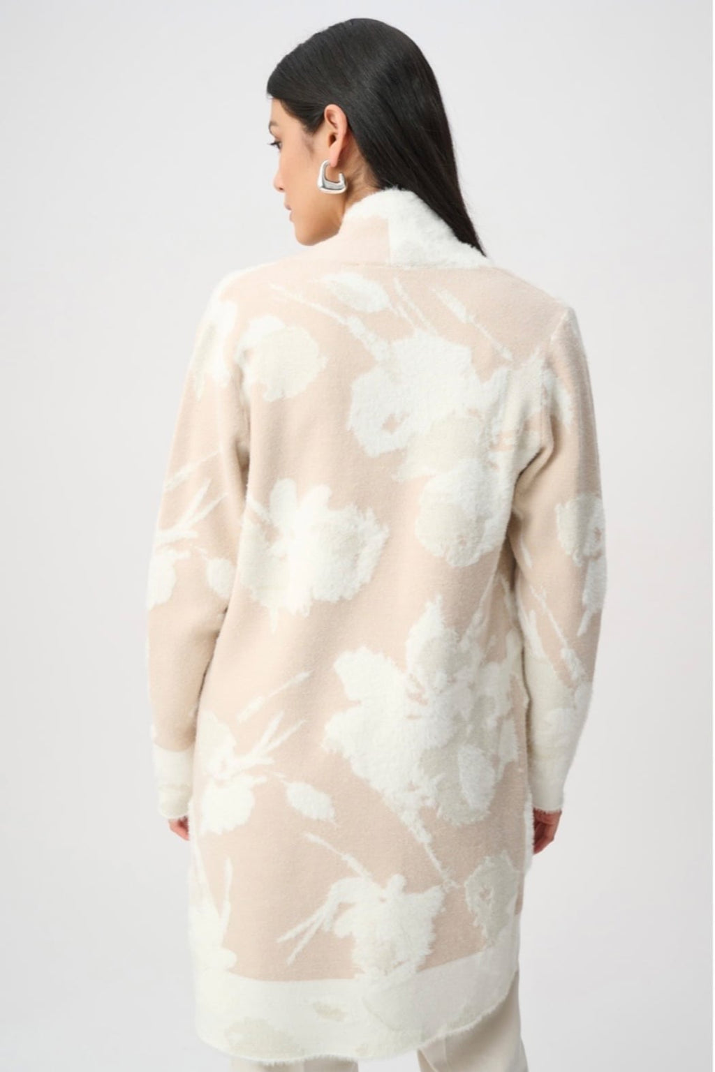 Abstract Jacquard Sweater Knit Long Cardigan