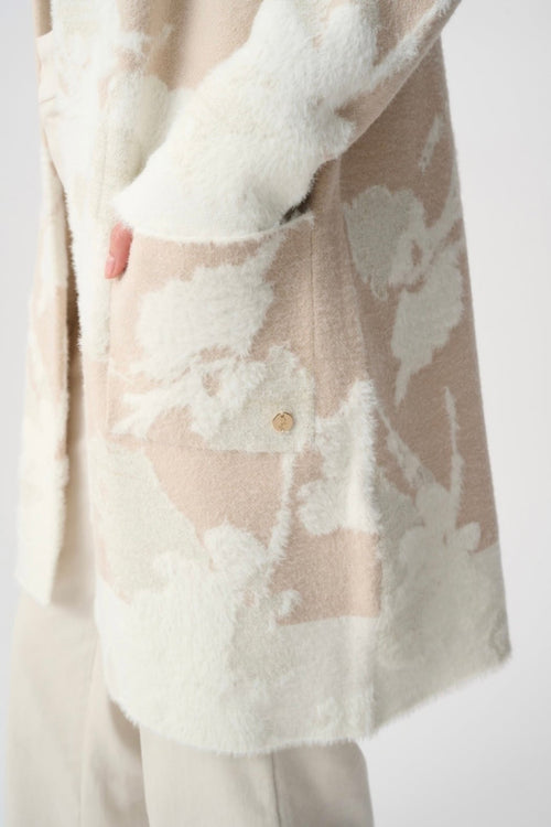 Abstract Jacquard Sweater Knit Long Cardigan