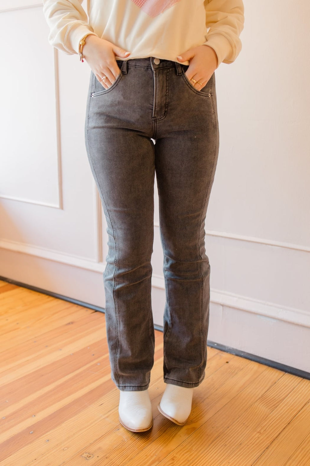 Alina Black High Rise Bootcut Jean