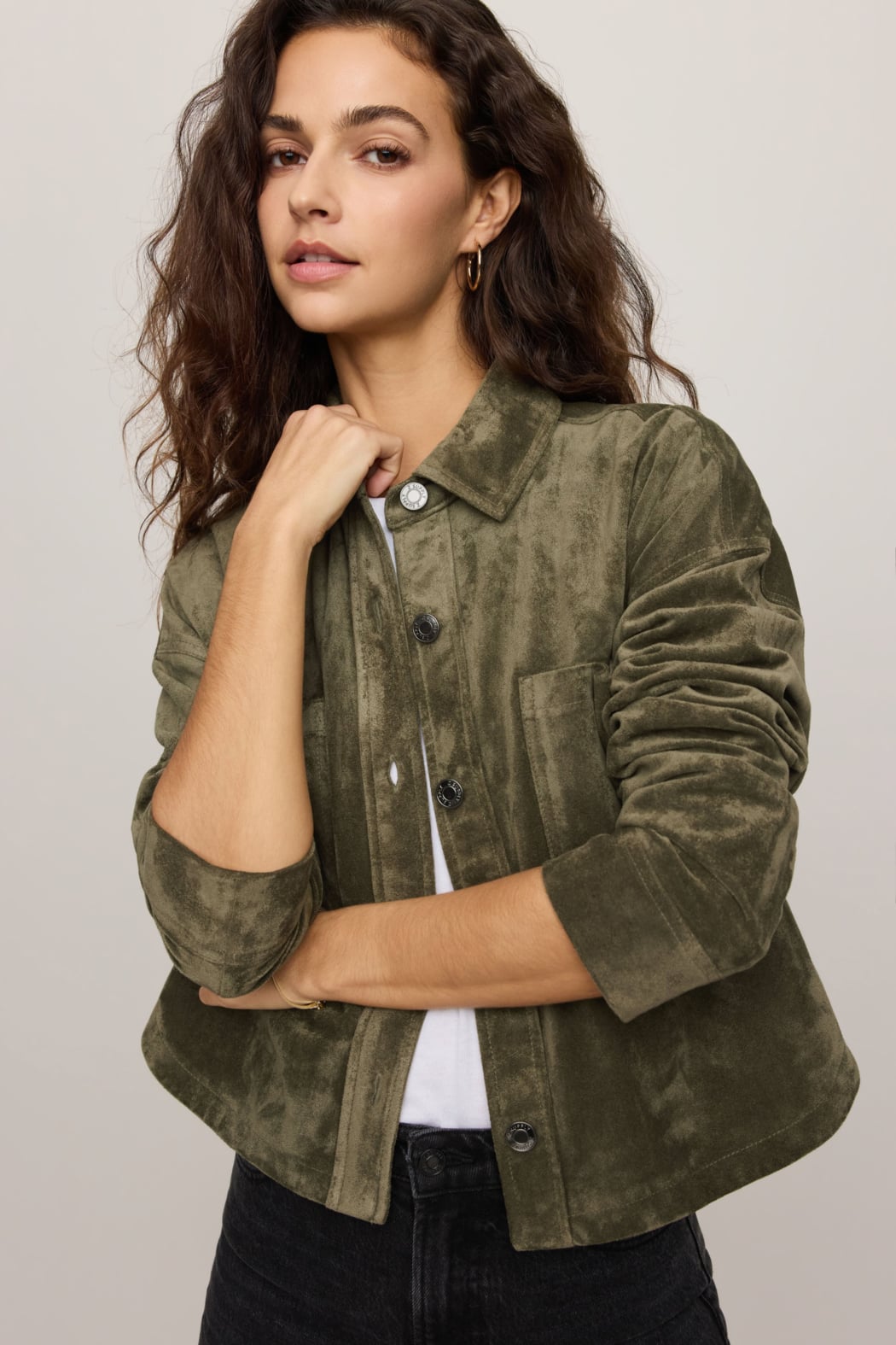 All Day Cropped Suede Jacket