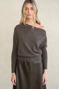 ASYMMETRIC NECK KNIT TOP