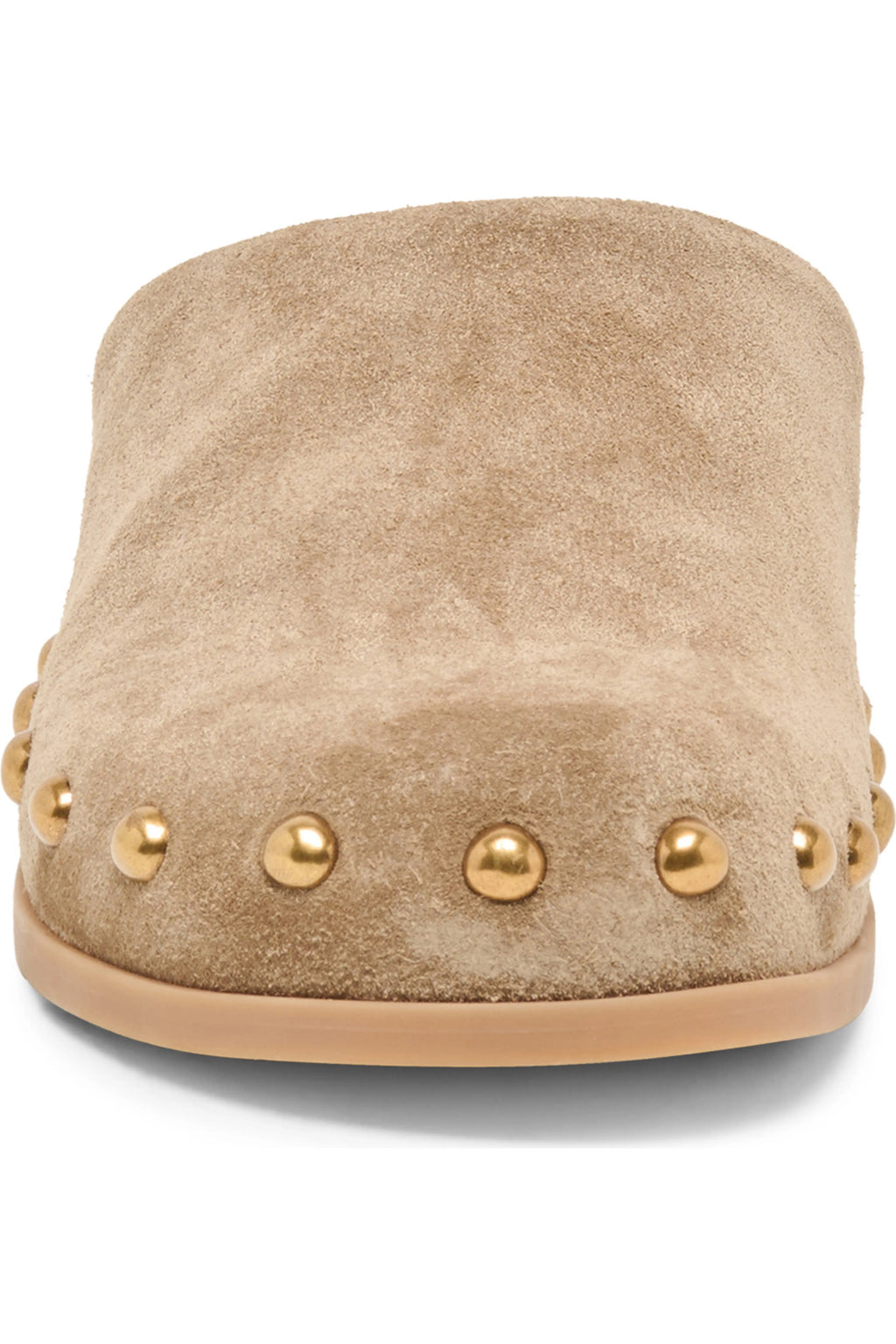 Joney Stud Flat Mule- Taupe Suede