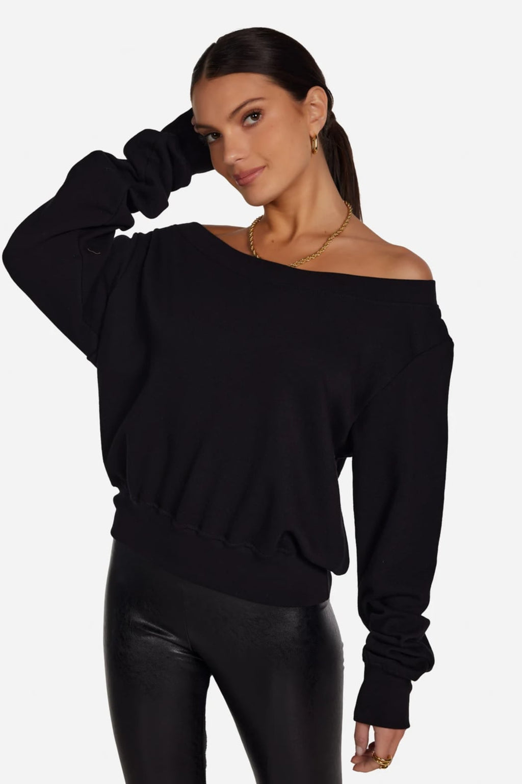 Bix Black Off-The-Shoulder Top