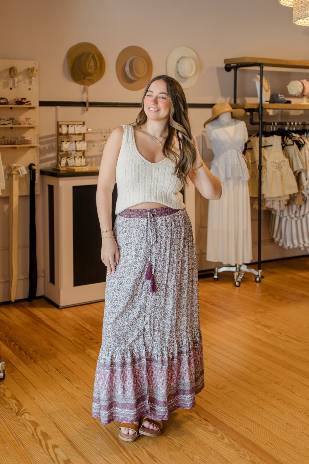 Boho Geo Print Maxi Skirt