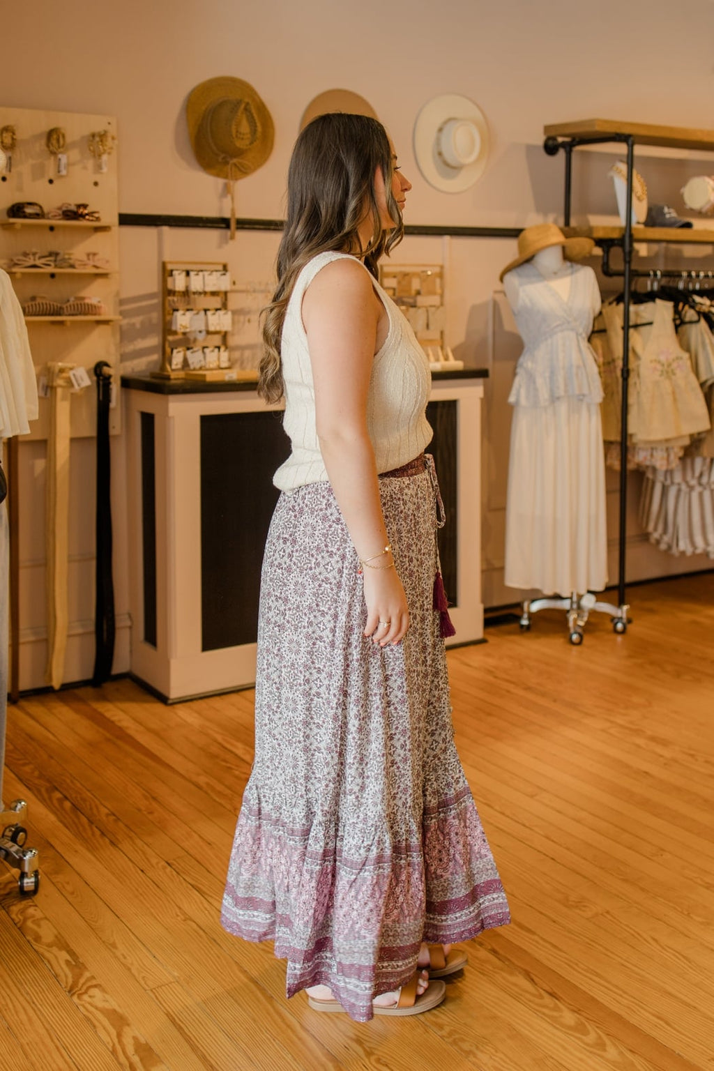 Boho Geo Print Maxi Skirt