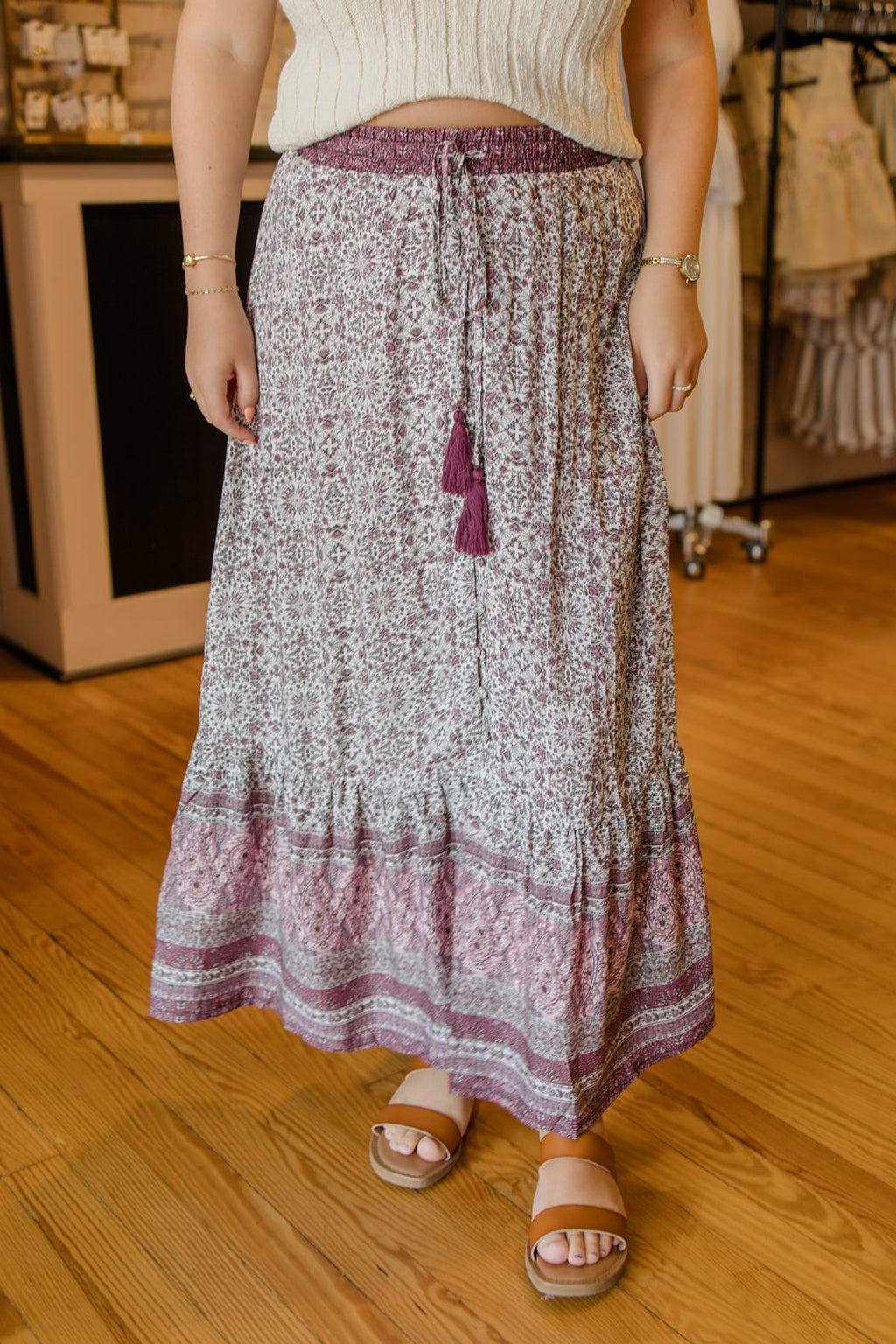 Boho Geo Print Maxi Skirt