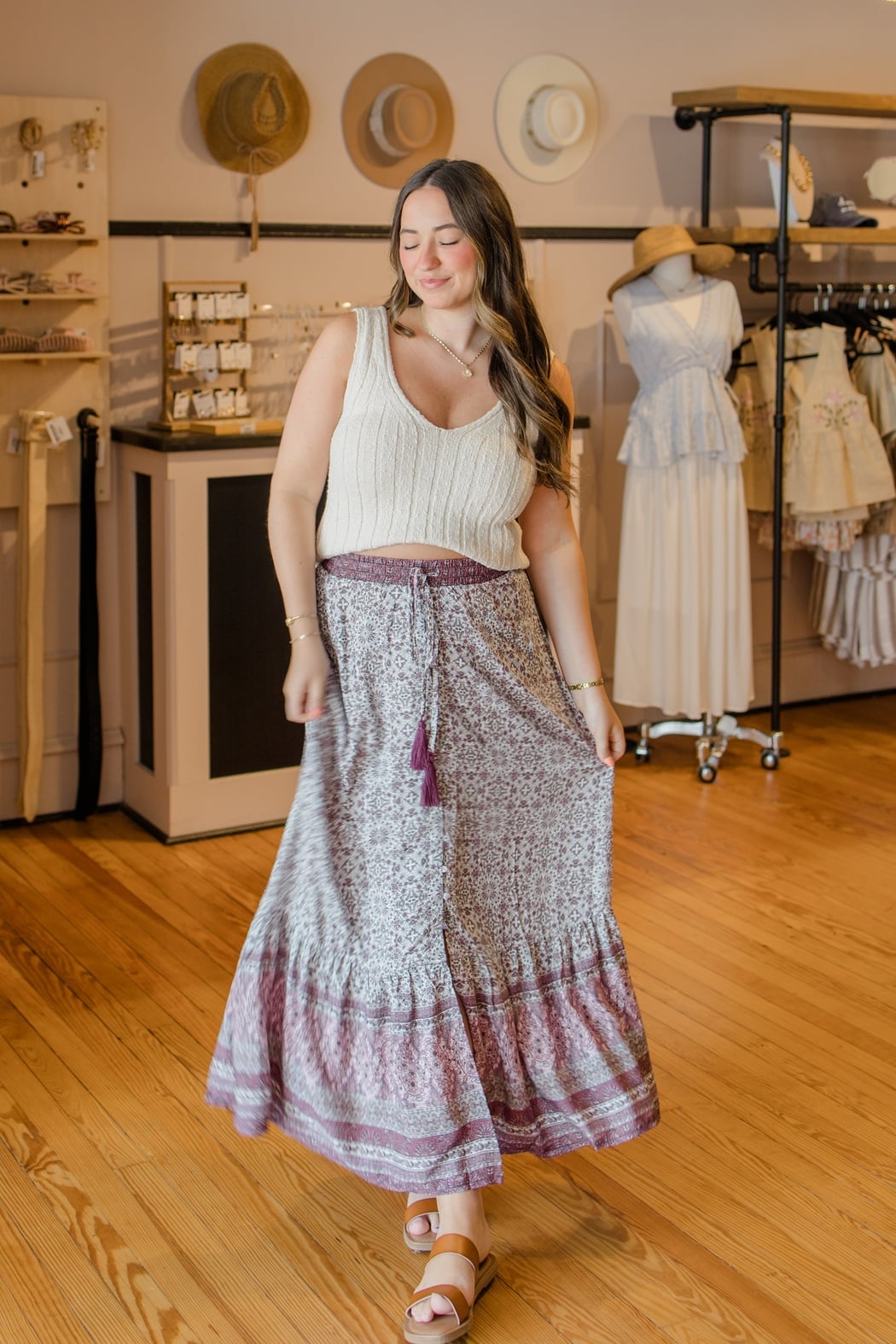 Boho Geo Print Maxi Skirt