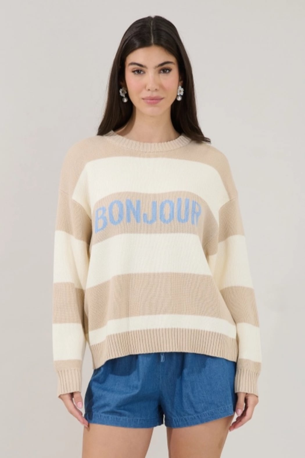 Bonjour Stripe Sweater