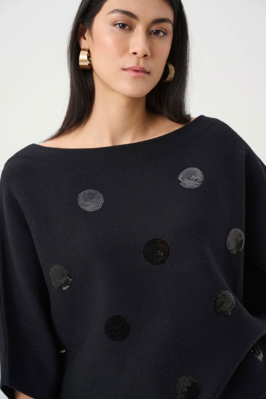 Brushed Viscose And Nylon Boxy Embroidered Sweater