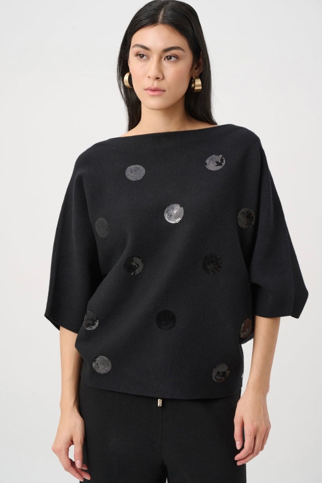 Brushed Viscose And Nylon Boxy Embroidered Sweater