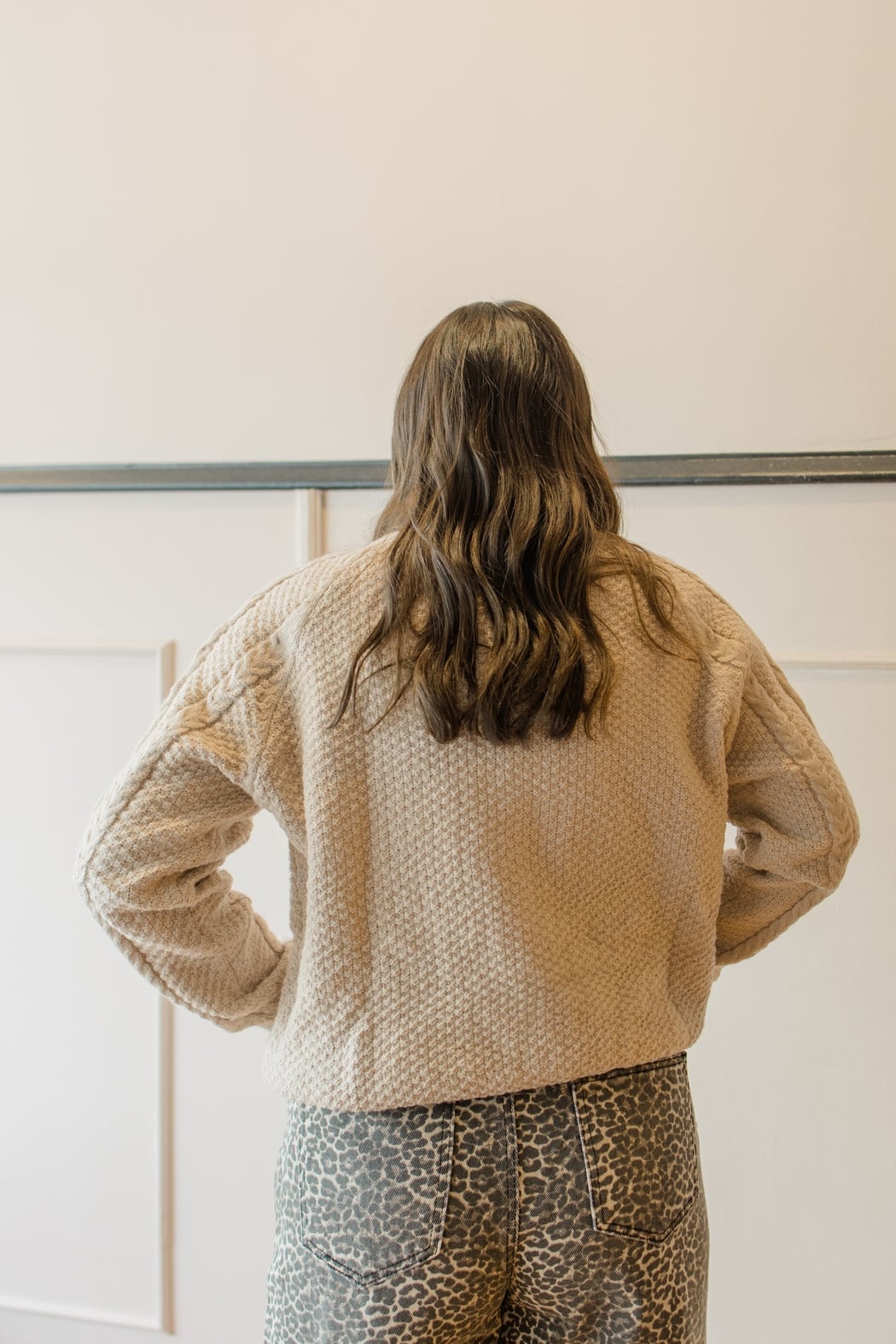 Button Down Cable Knit Sweater Cardigan