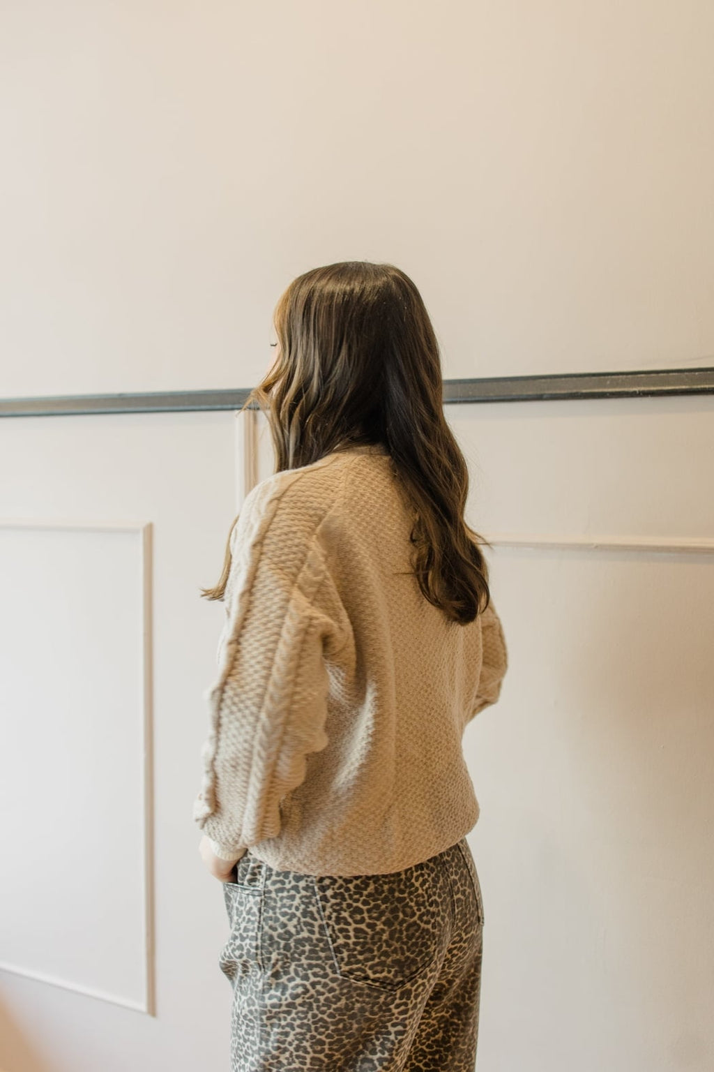 Button Down Cable Knit Sweater Cardigan