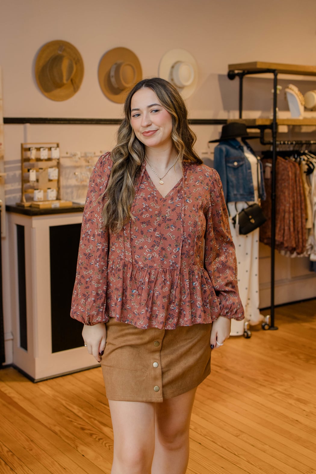Button Down Faux Suede Mini Skirt