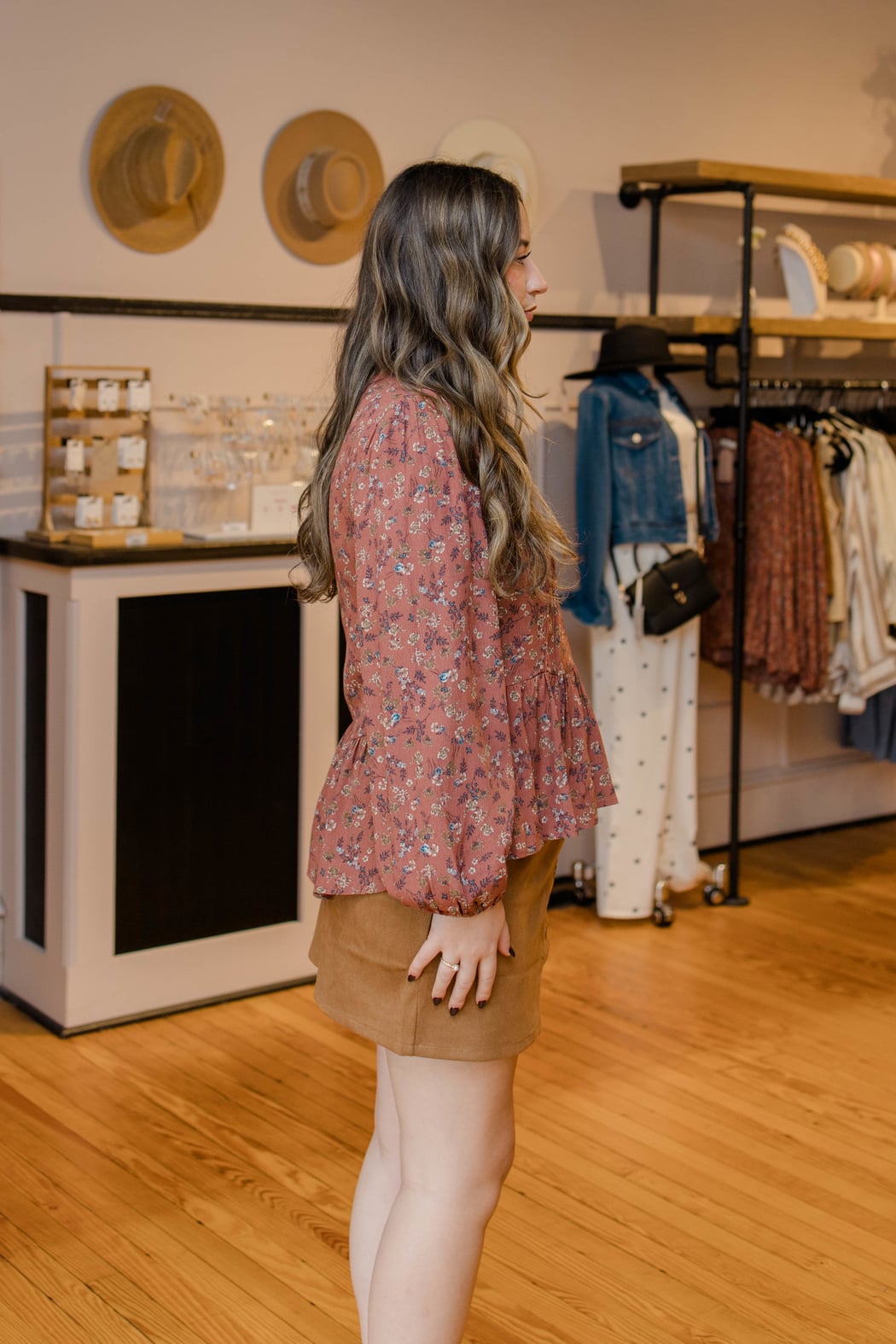 Button Down Faux Suede Mini Skirt