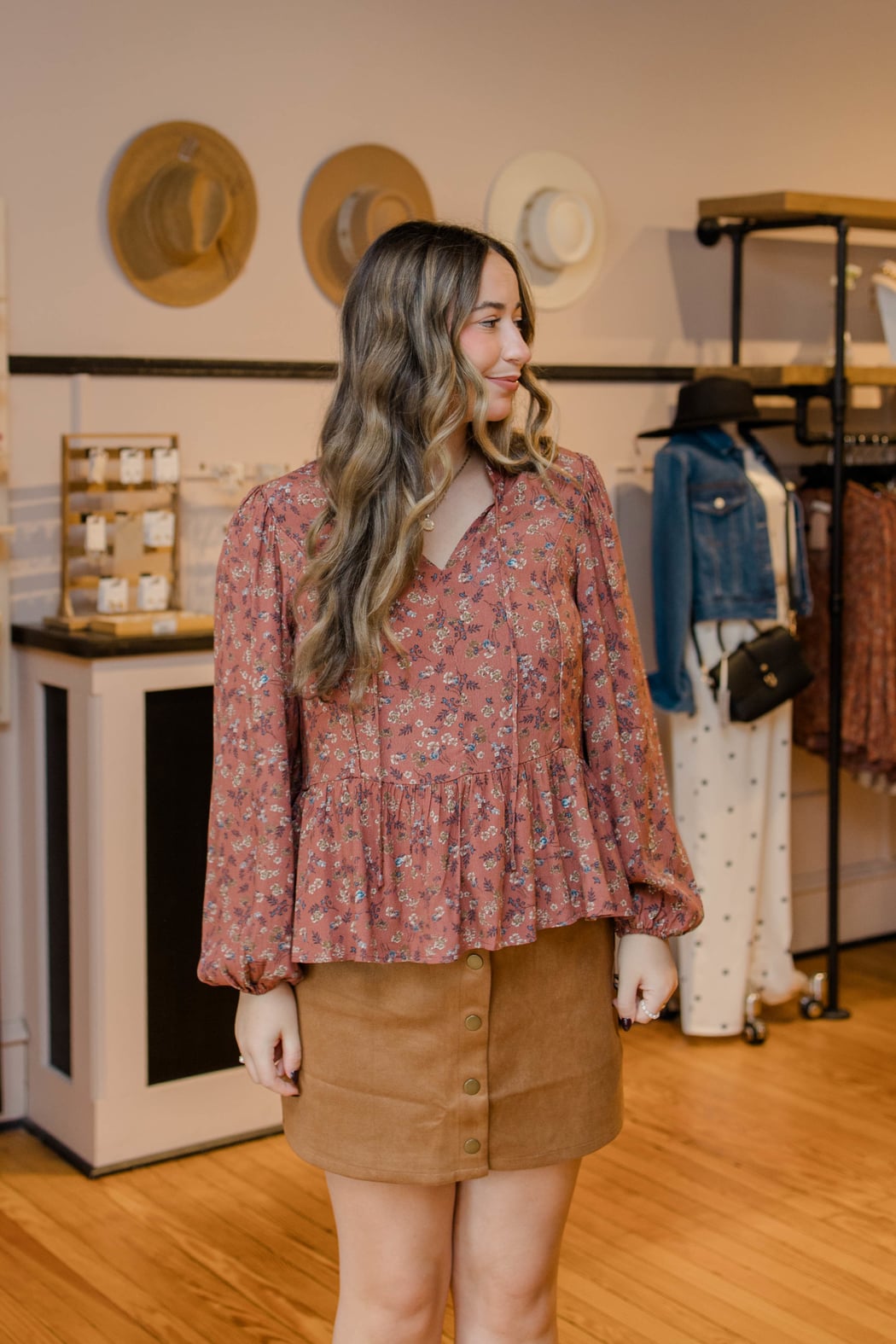 Button Down Faux Suede Mini Skirt