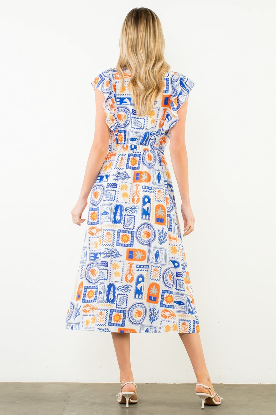 Capri Ruffle Sleeve Midi Dress