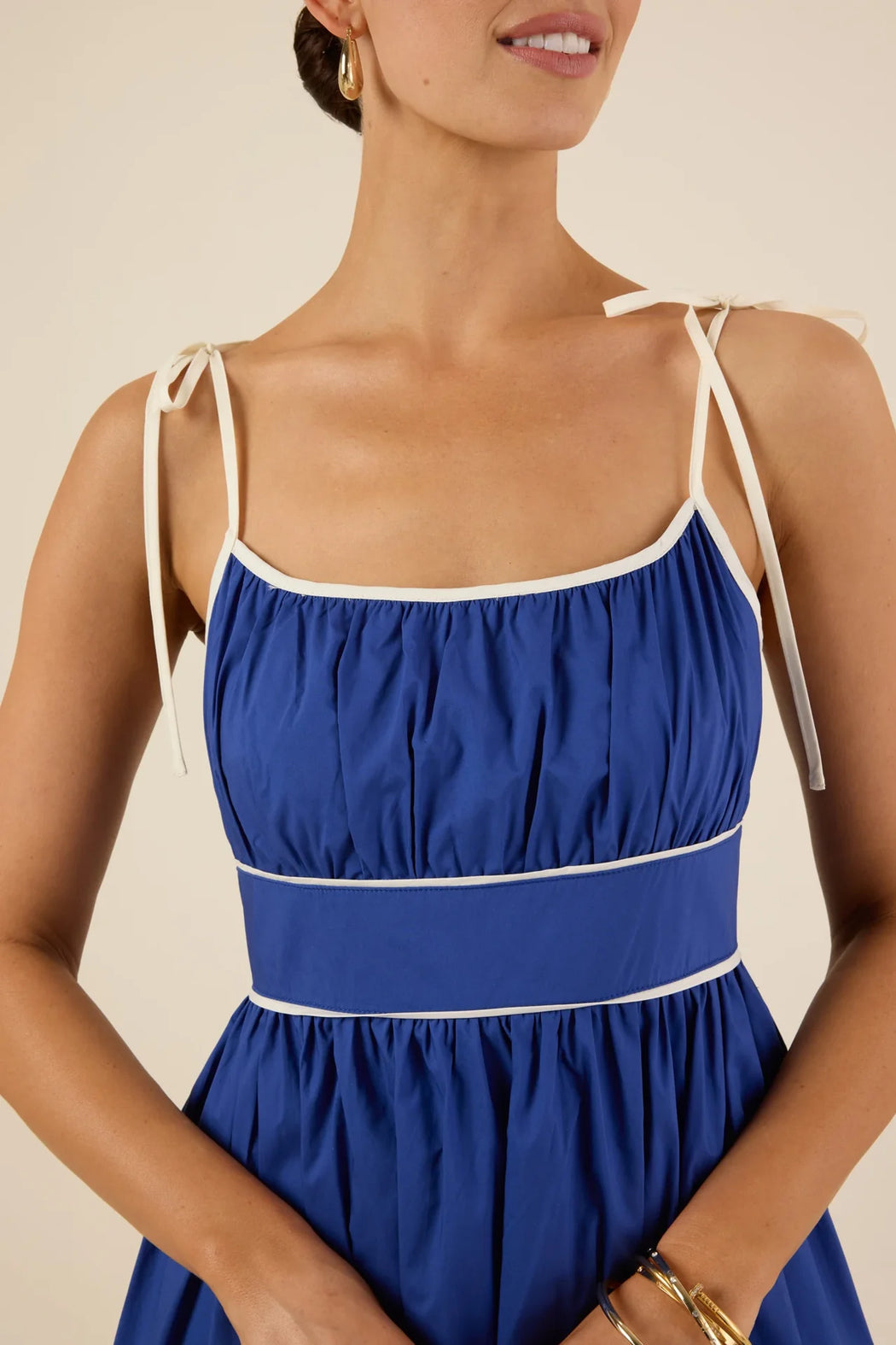 Contrast Tie Strap Maxi Dress