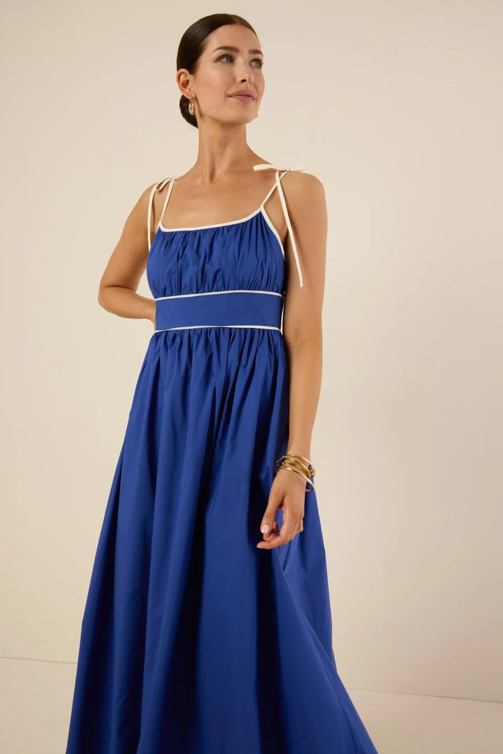 Contrast Tie Strap Maxi Dress