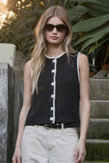 CONTRAST TRIM BUTTON VEST
