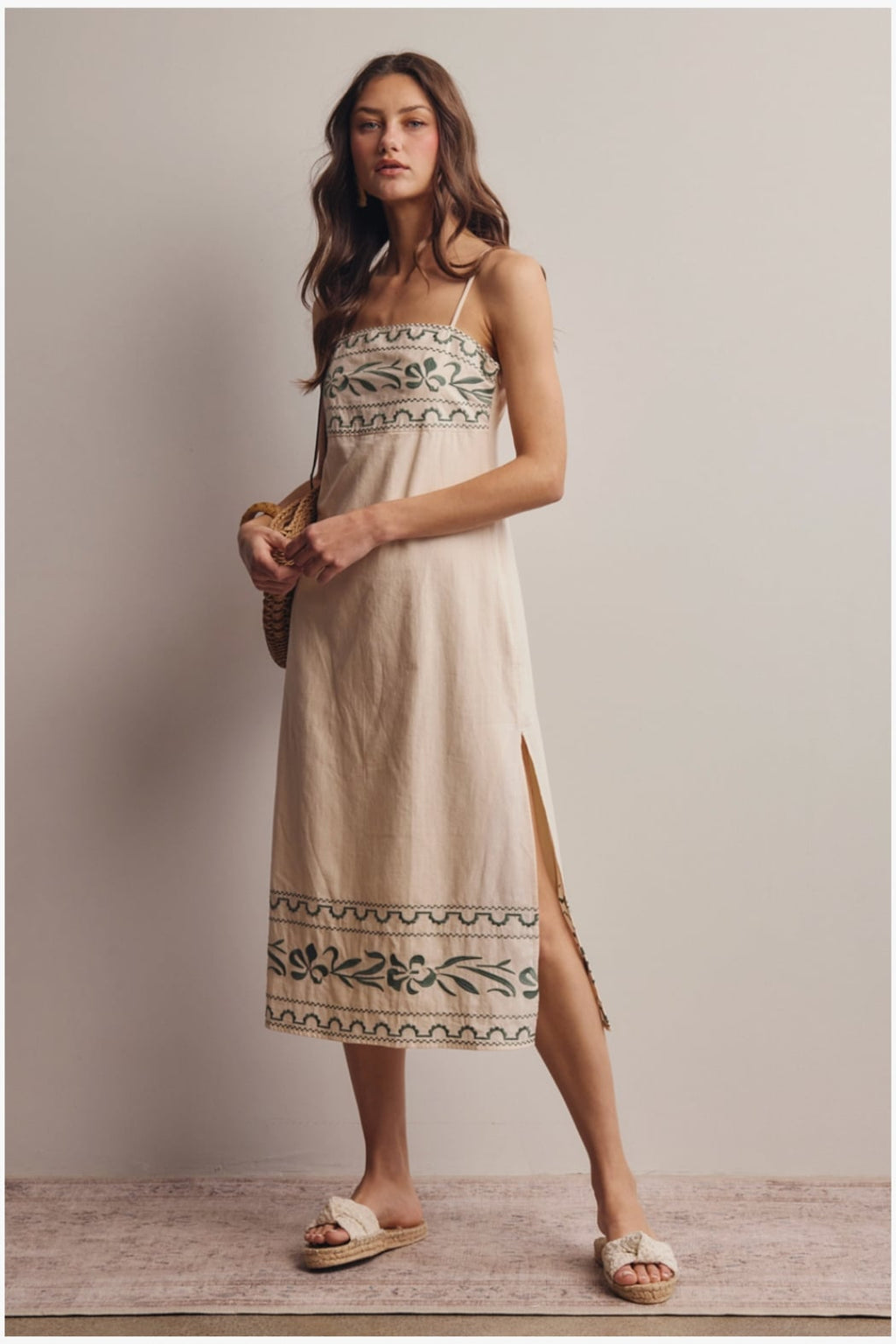 Cotton Embroidered Midi Dress