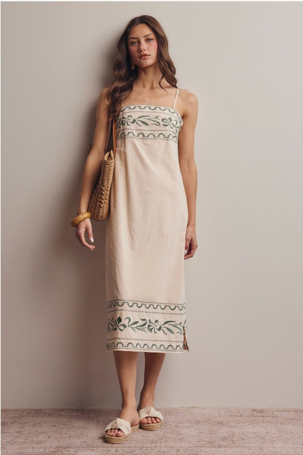 Cotton Embroidered Midi Dress
