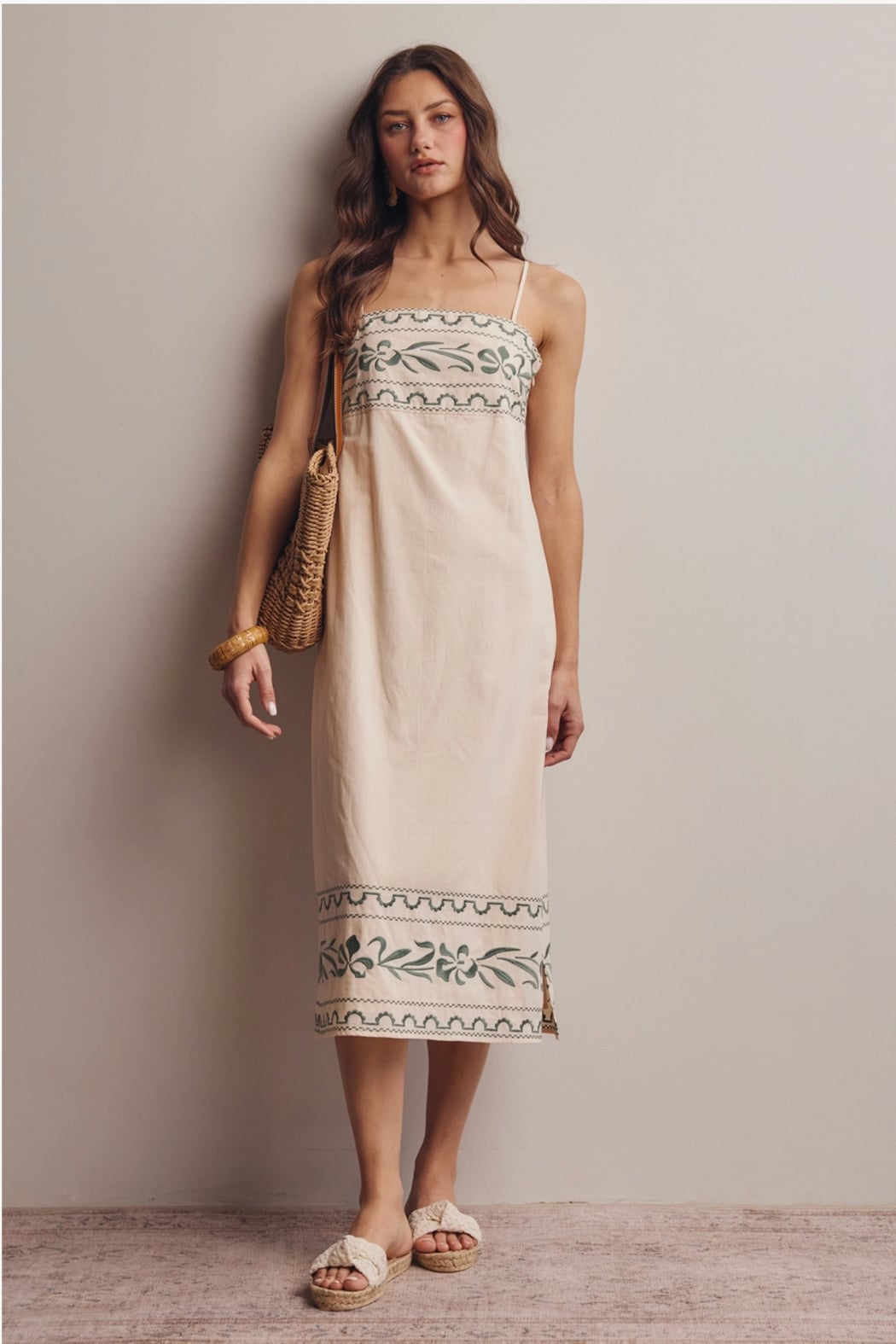 Cotton Embroidered Midi Dress