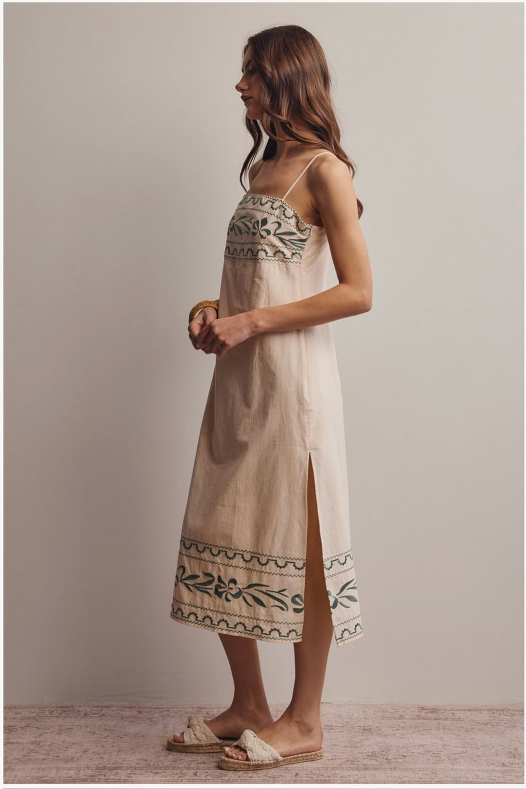 Cotton Embroidered Midi Dress