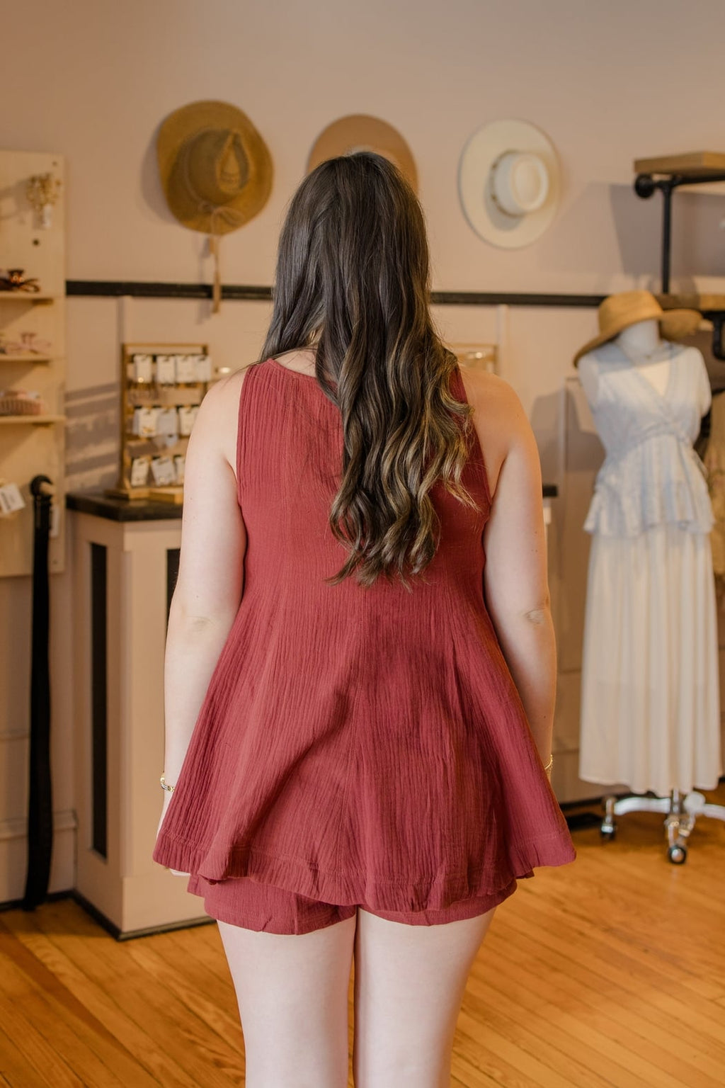 Cotton Gauze Flare Sleeveless Top