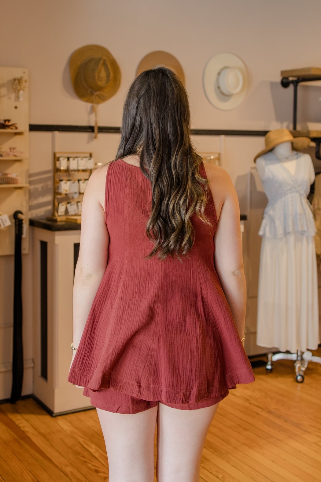 Cotton Gauze Flare Sleeveless Top