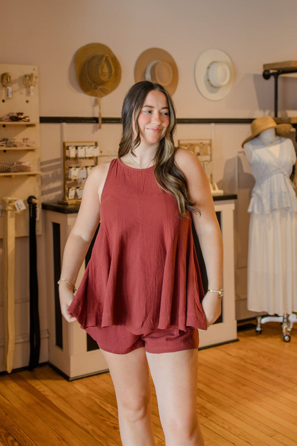 Cotton Gauze Flare Sleeveless Top