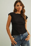 CRINKLE CAP SLEEVE TOP